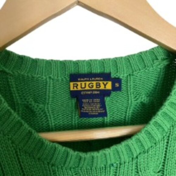 Ralph Lauren Rugby Green Cable Knit Sweater Small - Picture 2 of 5